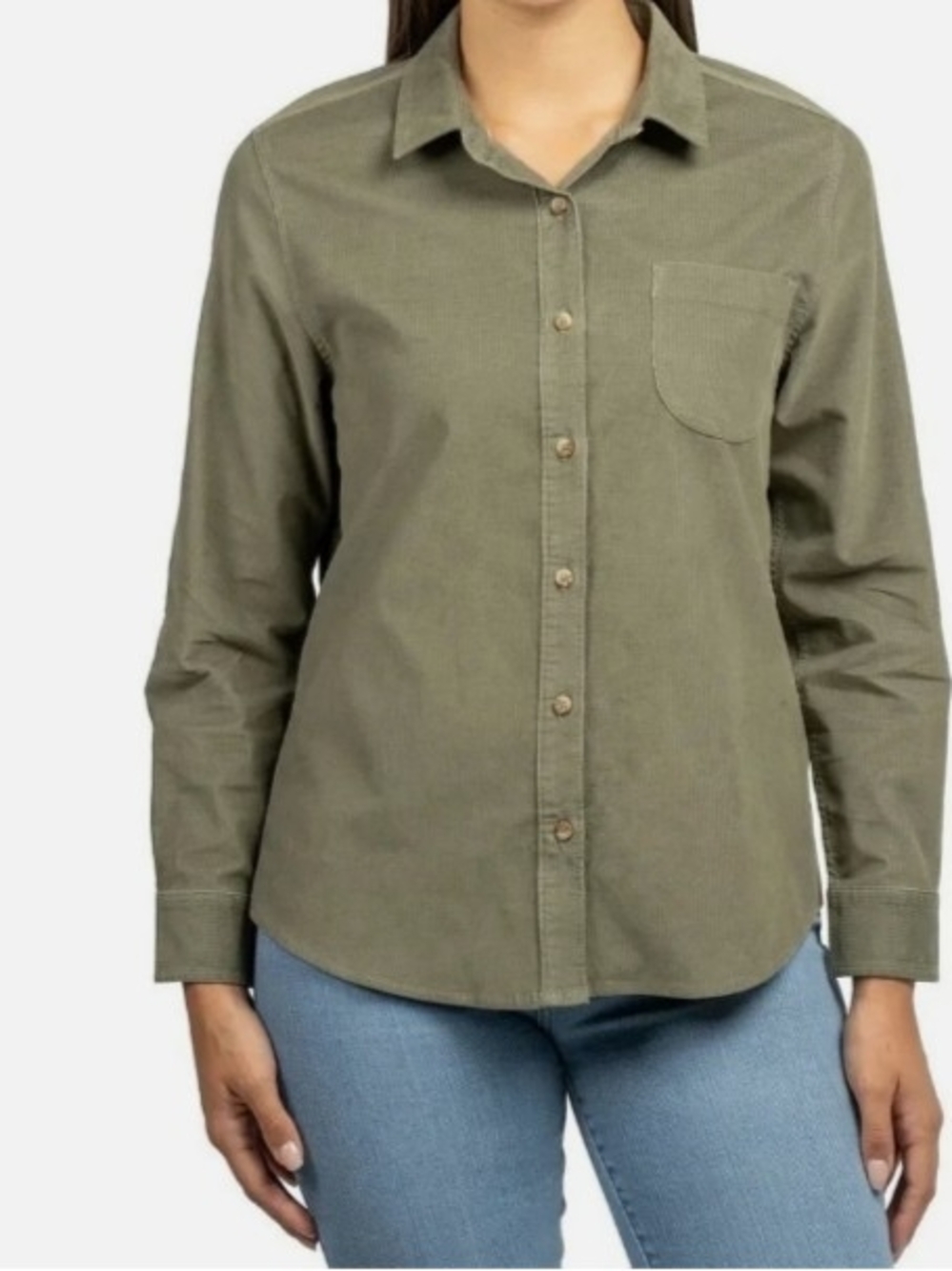 New Jachs Girlfriend Mini Cord uroy Green Button-Front Women's Shirt Size Large
